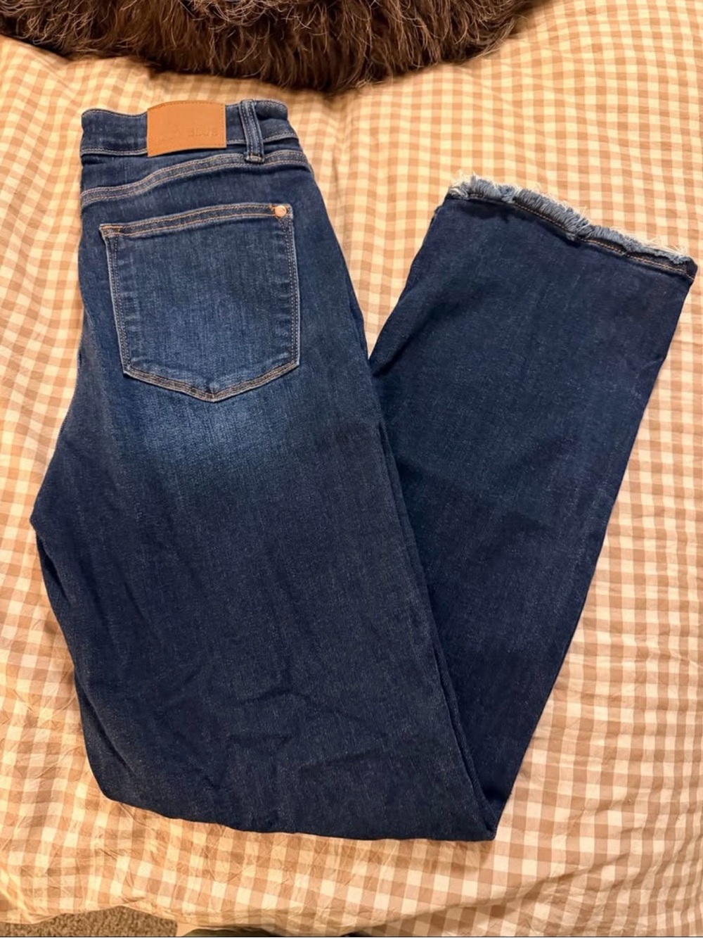 Judy Blue Dark Blue Straight Leg Jeans with Frayed Hem (11/30)
